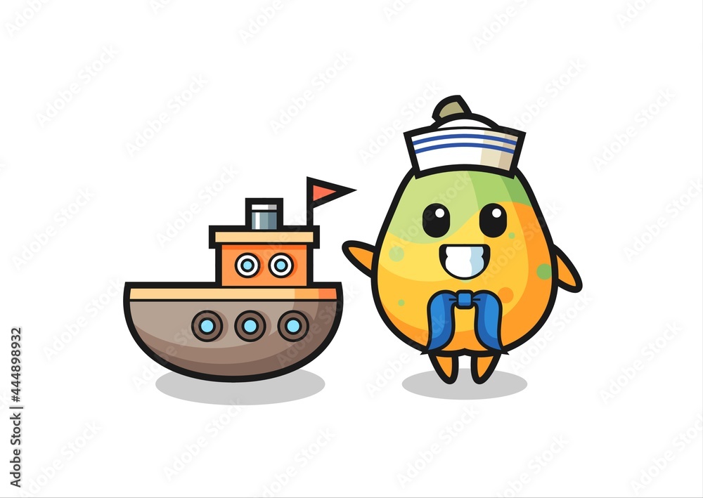 Character mascot of papaya as a sailor man Character mascot of papaya as a sailor man