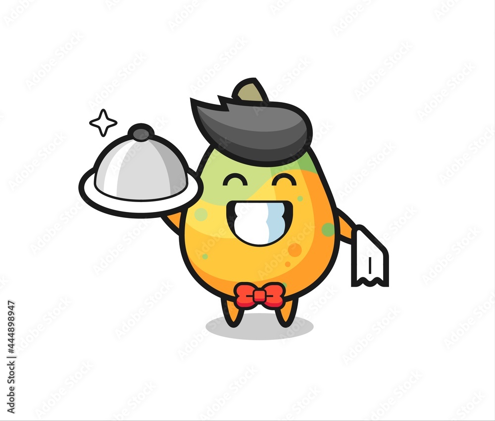 Character mascot of papaya as a waiters