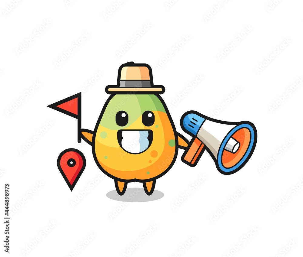 Obraz premium Character cartoon of papaya as a tour guide
