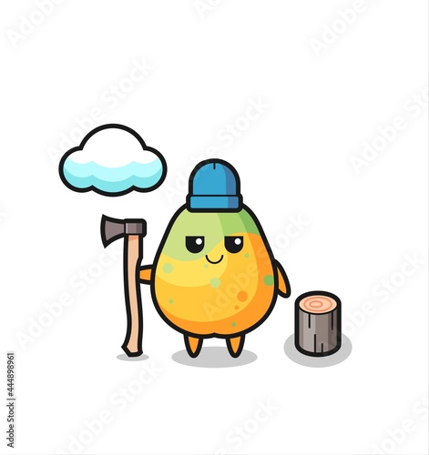 Character cartoon of papaya as a woodcutter