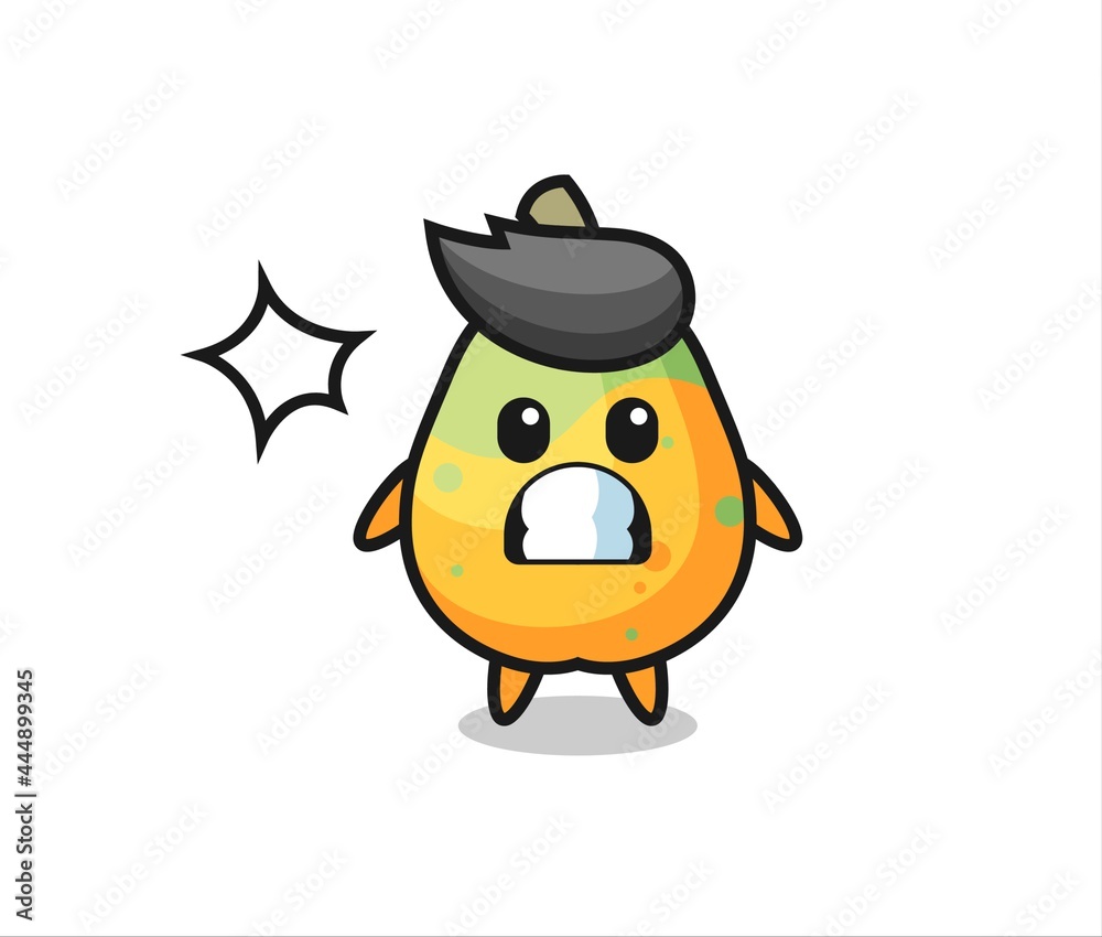 papaya character cartoon with shocked gesture papaya character cartoon with shocked gesture