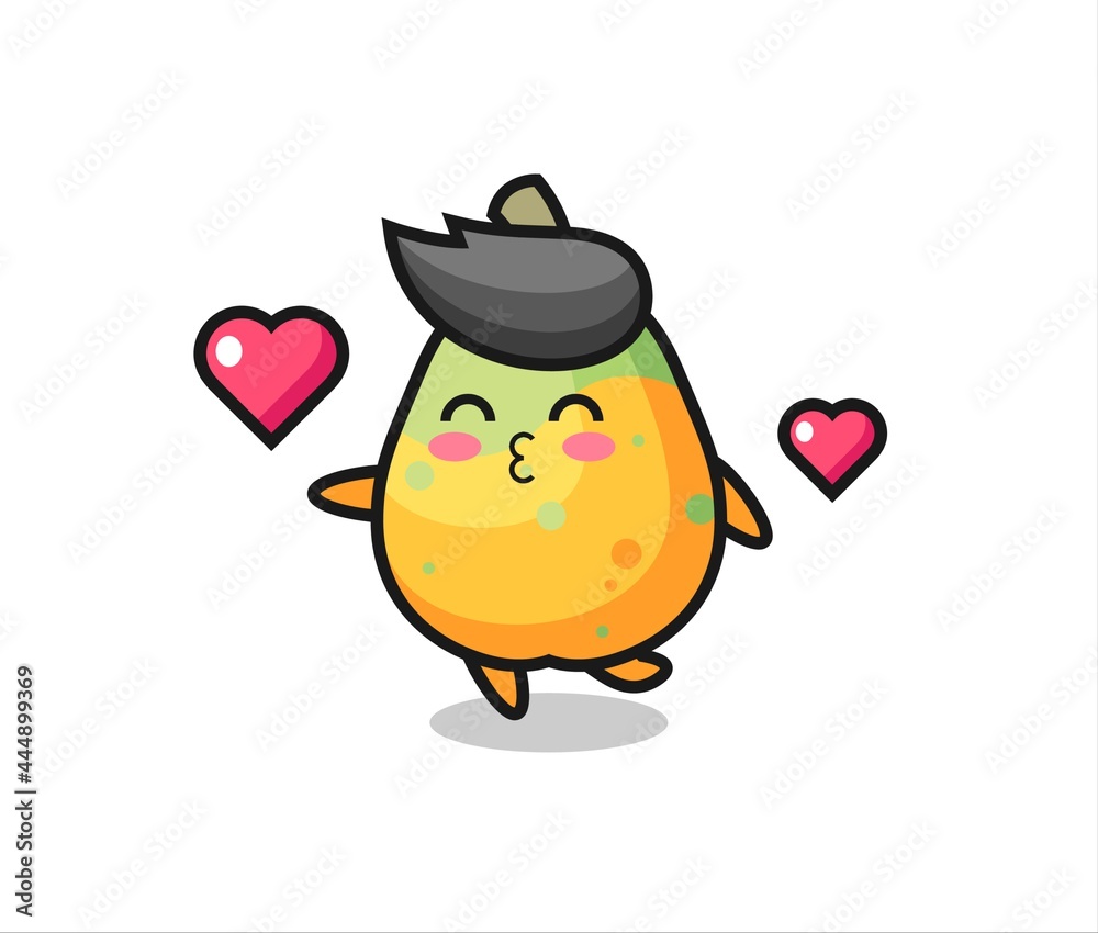 papaya character cartoon with kissing gesture