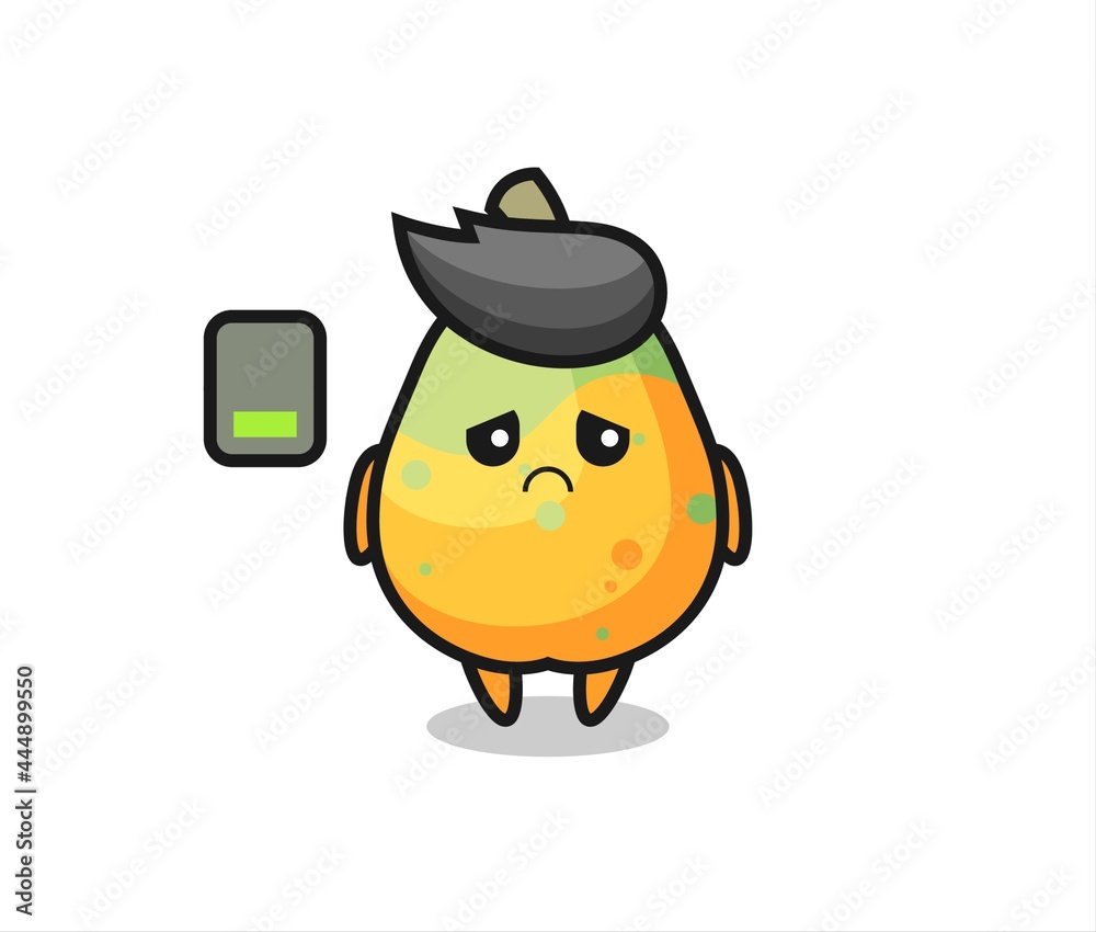 papaya mascot character doing a tired gesture papaya mascot character doing a tired gesture