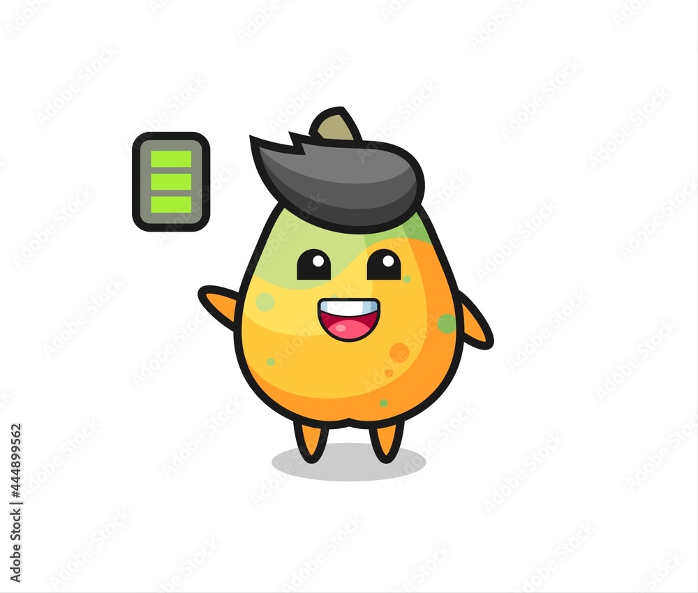 papaya mascot character with energetic gesture