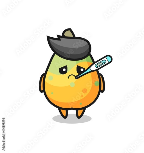 papaya mascot character with fever condition
