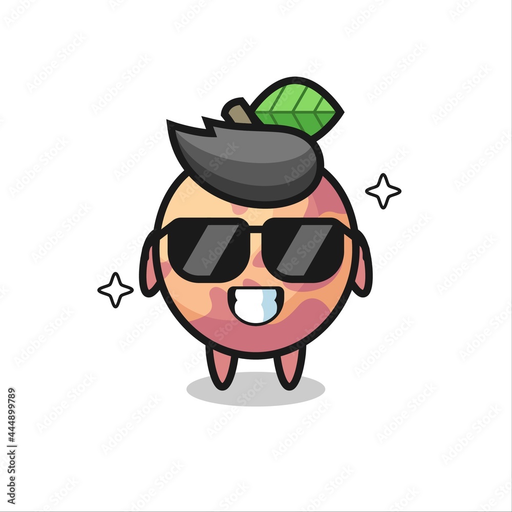 Cartoon mascot of pluot fruit with cool gesture Cartoon mascot of pluot fruit with cool gesture