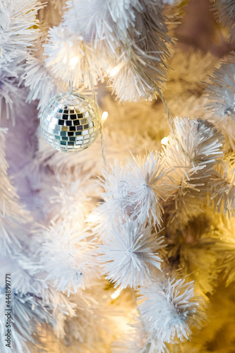 mirror ball on christmas tree