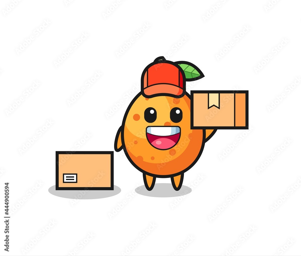 Mascot Illustration of kumquat as a courier Mascot Illustration of kumquat as a courier