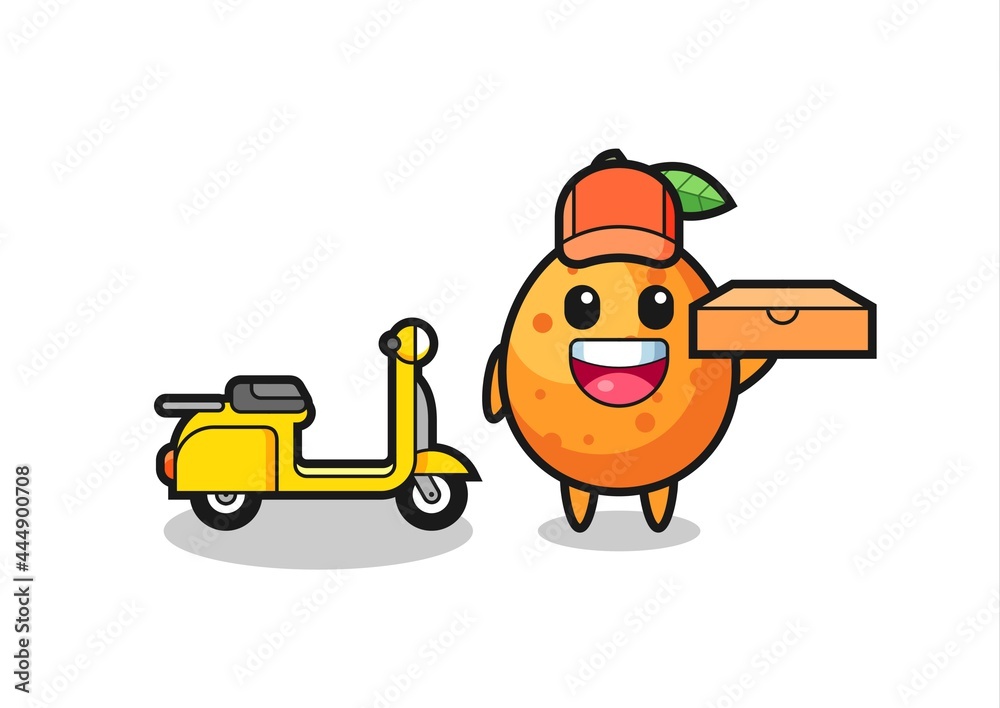 Character Illustration of kumquat as a pizza deliveryman