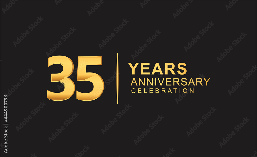 Obraz premium 35th years anniversary celebration design with golden color isolated on black background for celebration event