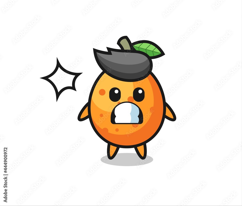 kumquat character cartoon with shocked gesture