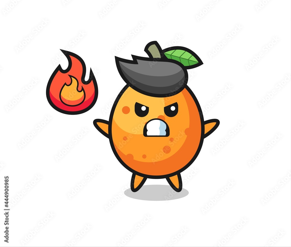 kumquat character cartoon with angry gesture