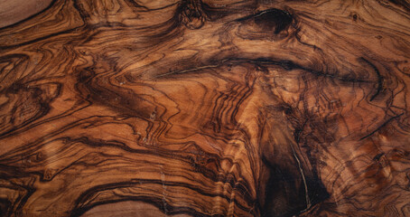 texture of dark brown olive wood plank. background of wooden surface