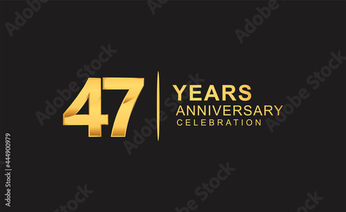 47th years anniversary celebration design with golden color isolated on black background for celebration event