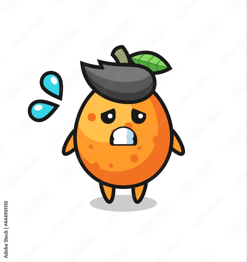 kumquat mascot character with afraid gesture kumquat mascot character with afraid gesture