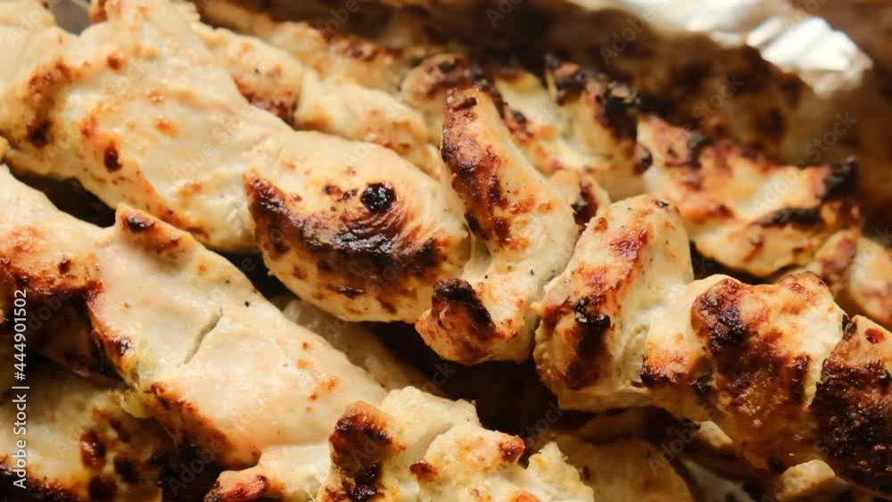 Chicken skewers. Grilled chicken. Charcoal grilled meat dishes.Diet meals from poultry meat Chicken skewers. Grilled chicken. Charcoal grilled meat dishes.Diet meals from poultry meat