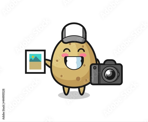Character Illustration of potato as a photographer