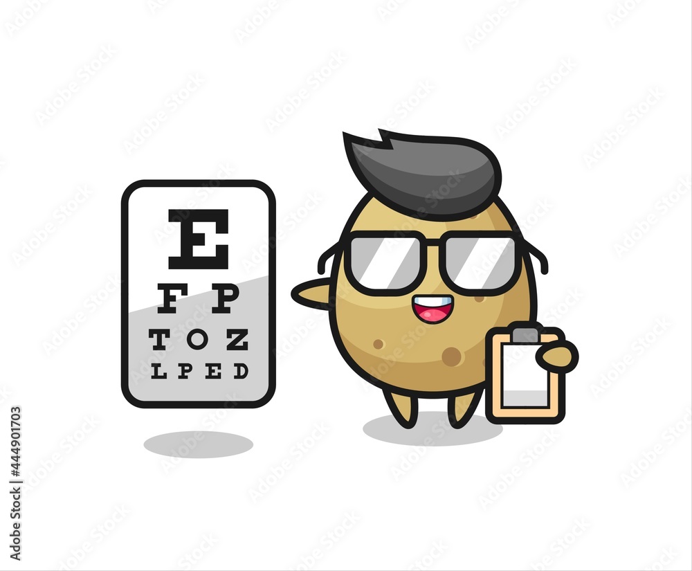Illustration of potato mascot as an ophthalmology
