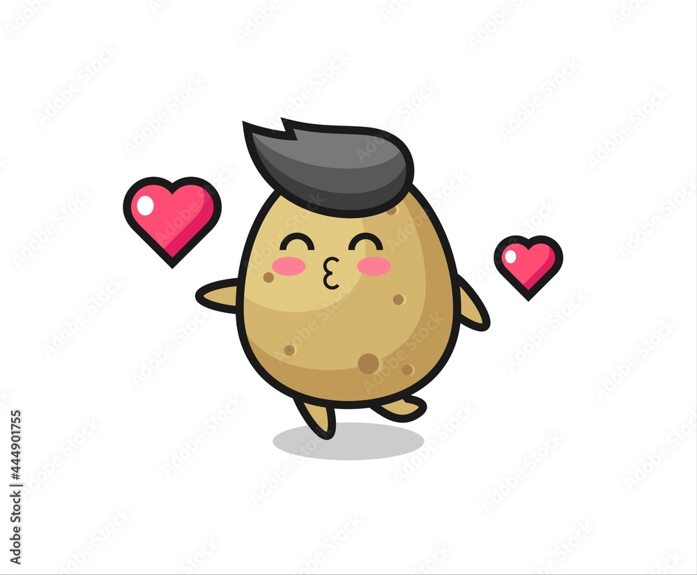 potato character cartoon with kissing gesture potato character cartoon with kissing gesture
