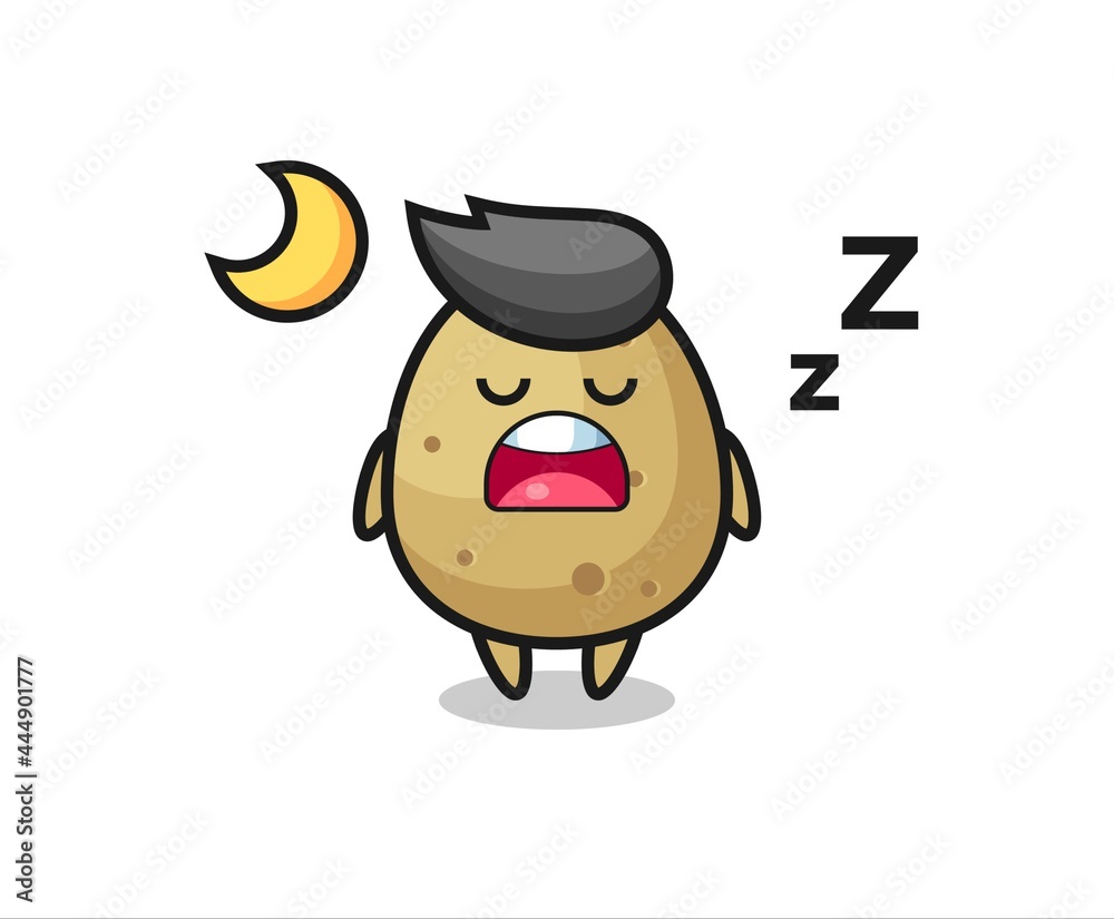 potato character illustration sleeping at night