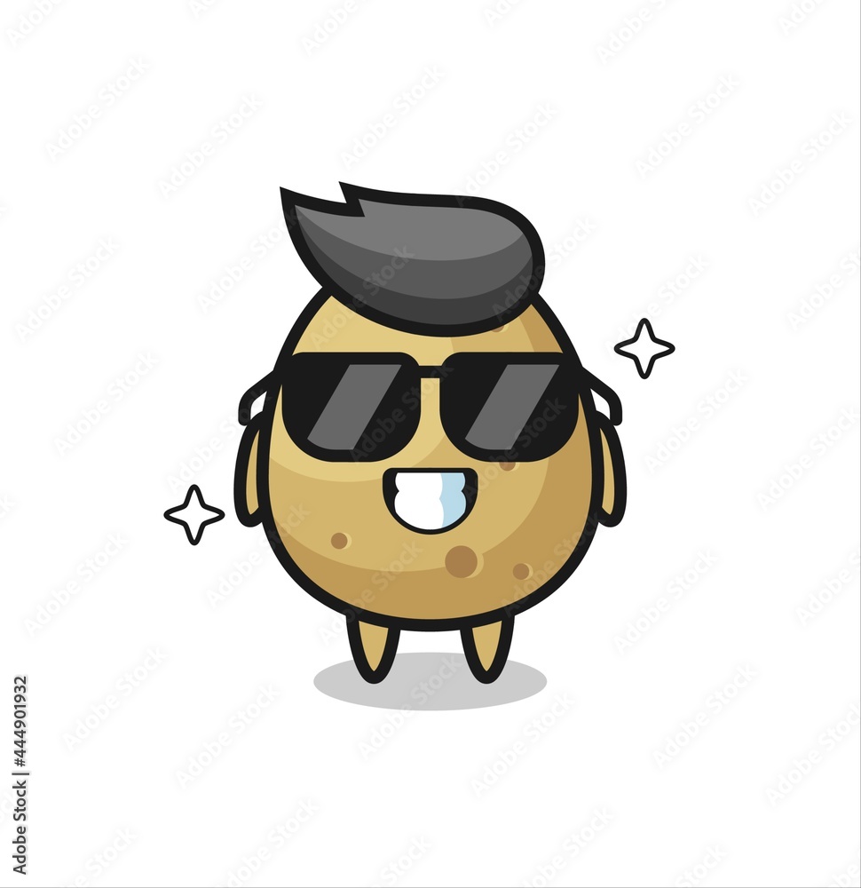 Cartoon mascot of potato with cool gesture Cartoon mascot of potato with cool gesture
