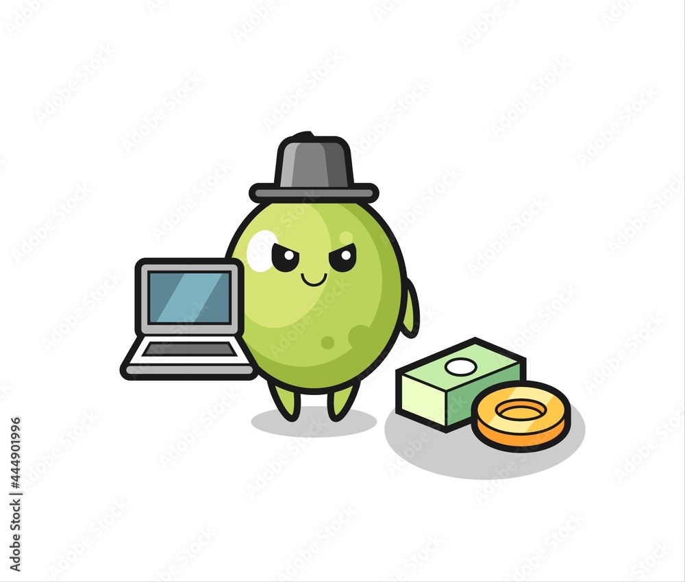 Mascot Illustration of olive as a hacker Mascot Illustration of olive as a hacker