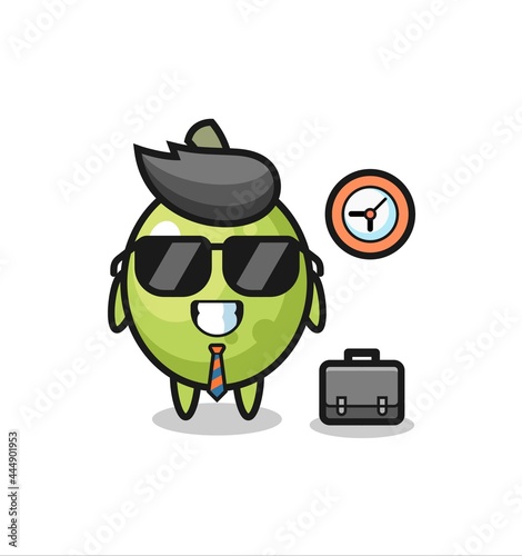 Fototapeta Naklejka Na Ścianę i Meble -  Cartoon mascot of olive as a businessman
