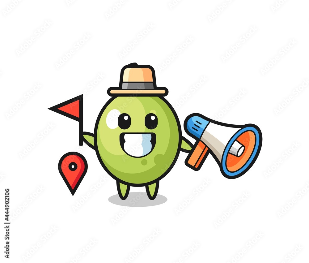 Character cartoon of olive as a tour guide Character cartoon of olive as a tour guide