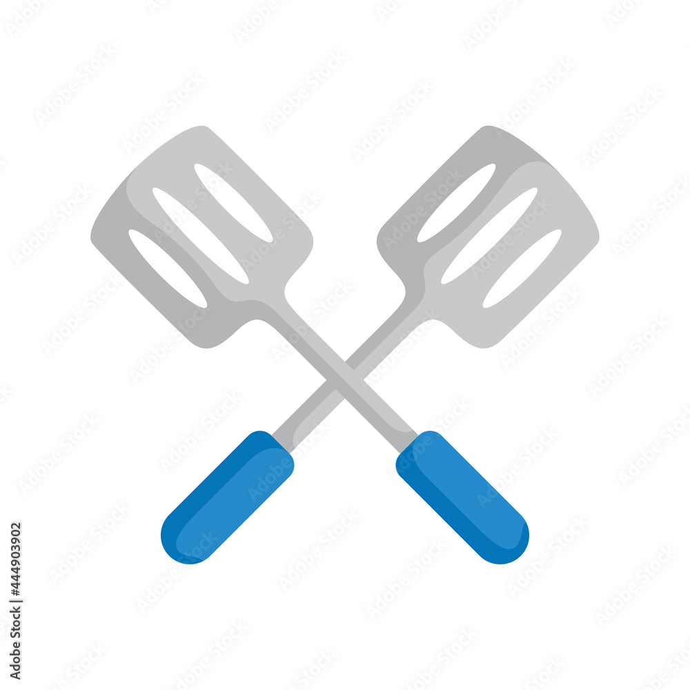 Illustration of two crossed spatula with shadow detail flat design art vector Illustration of two crossed spatula with shadow detail flat design art vector