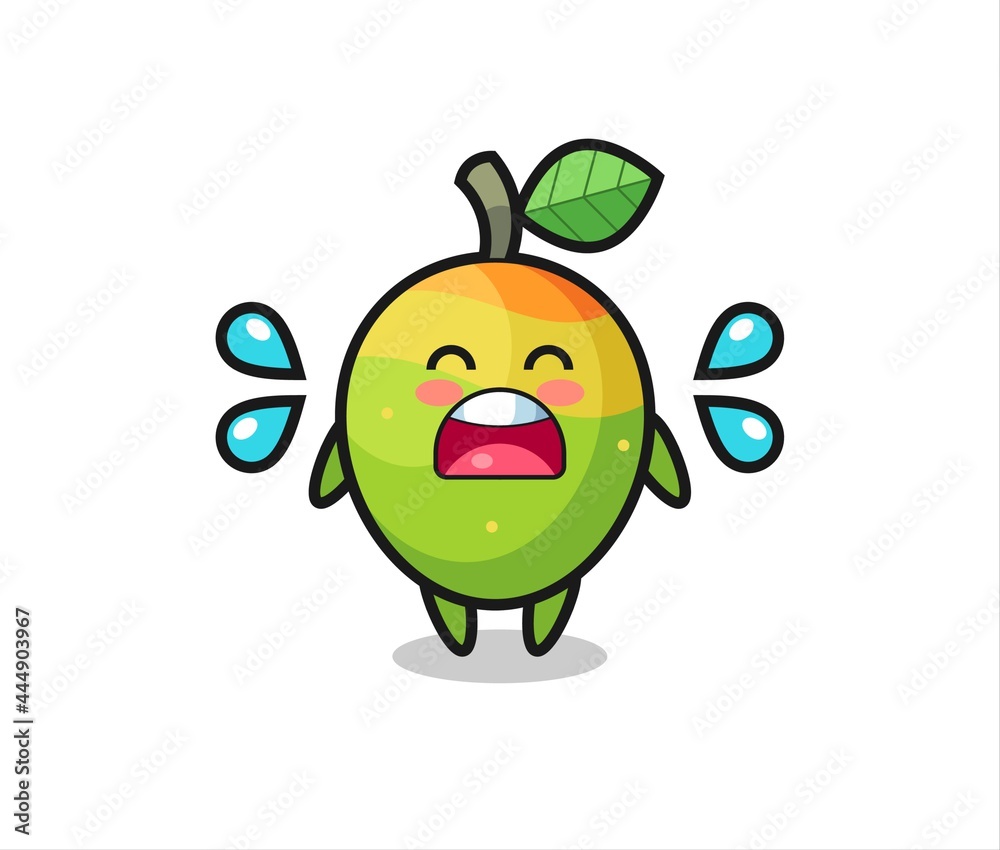 mango cartoon illustration with crying gesture mango cartoon illustration with crying gesture