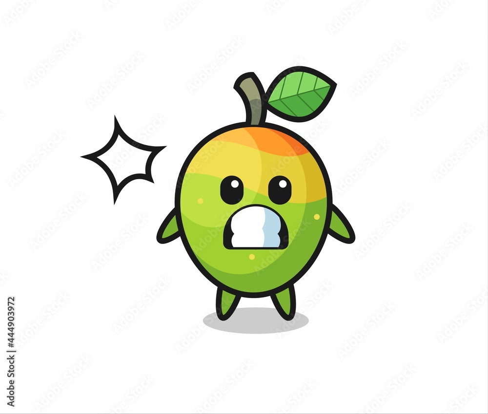 mango character cartoon with shocked gesture mango character cartoon with shocked gesture