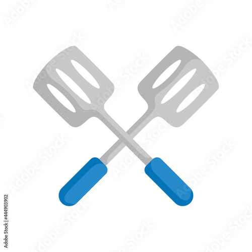 Illustration of two crossed spatula with shadow detail flat design art vector