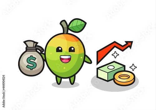 mango illustration cartoon holding money sack