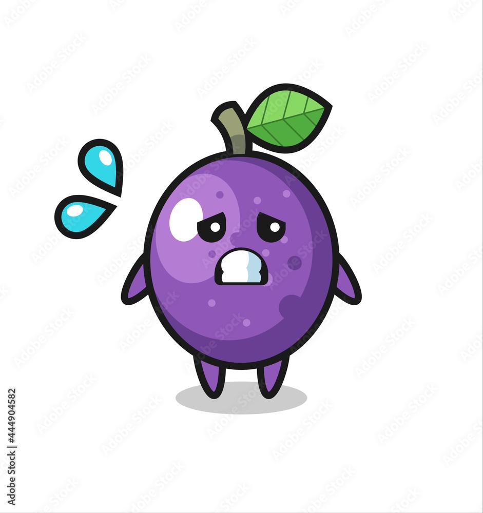passion fruit mascot character with afraid gesture passion fruit mascot character with afraid gesture