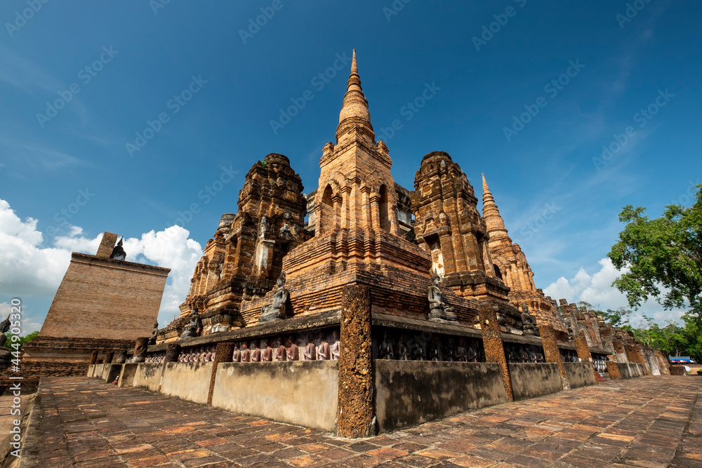 traditional antique temple sukhothai thailand