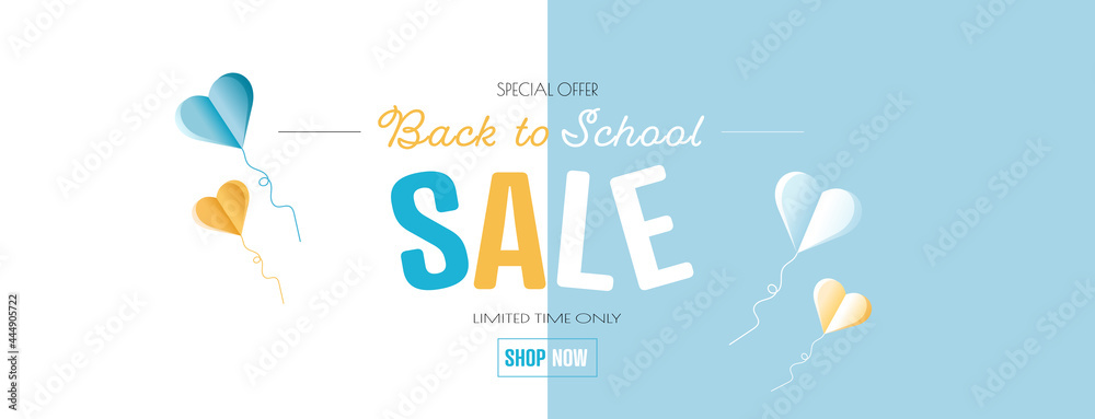 Back to school sale banner. Modern minimal design for Sales. Flat vector illustration.