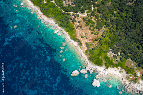 beautiful view of the beach and the sea. aerial photography
