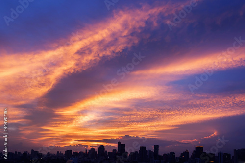 Silhouette of the city with the sky on sunset   Bangkok   Thailand