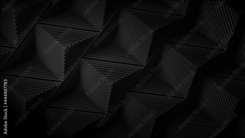 Black minimalism. A mosaic surface with moving black triangles. Abstract geometric background. Cells. Wave. Loop animation. 4K. 3d. Animation for a business presentation