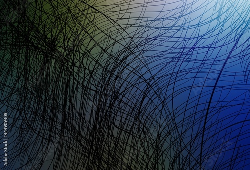 Dark Blue, Green vector background with bent lines.