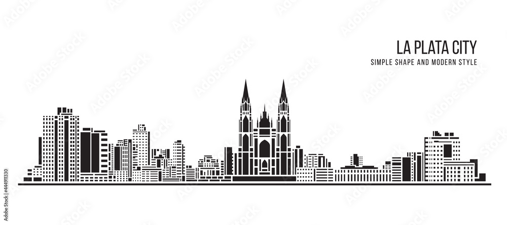 Cityscape Building Abstract Simple shape and modern style art Vector design - La Plata city, Argentina
