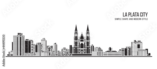 Cityscape Building Abstract Simple shape and modern style art Vector design - La Plata city, Argentina © ananaline