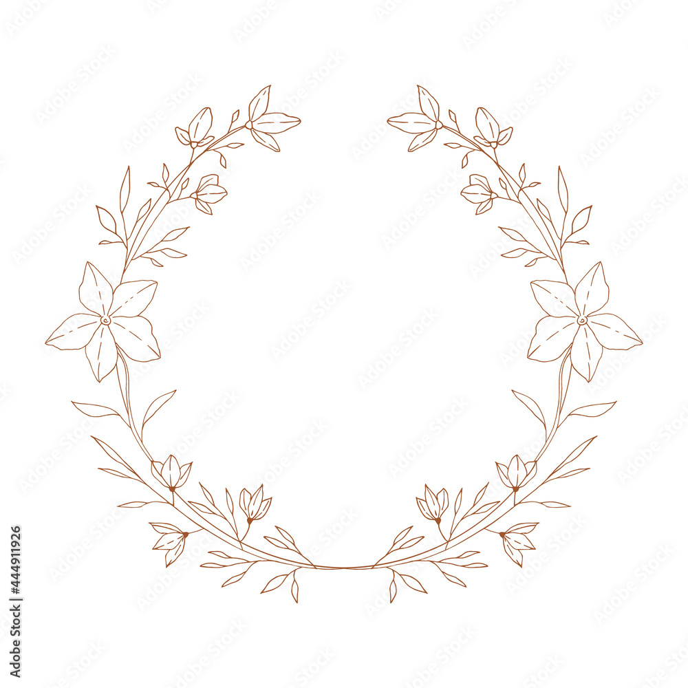 Summer hand drawn laurel. Vector isolated illustration.