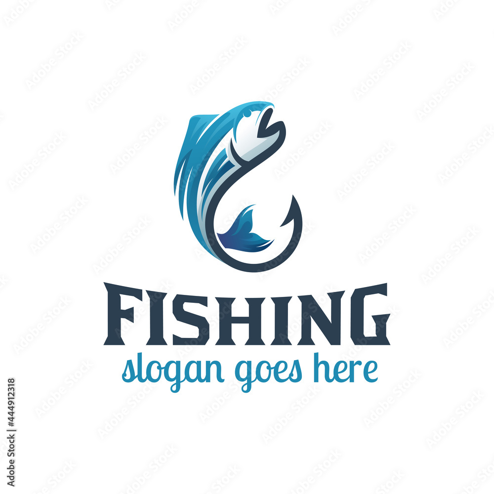 fishing hook for fisherman or fishing logo design, business hook shop logo  Stock Vector