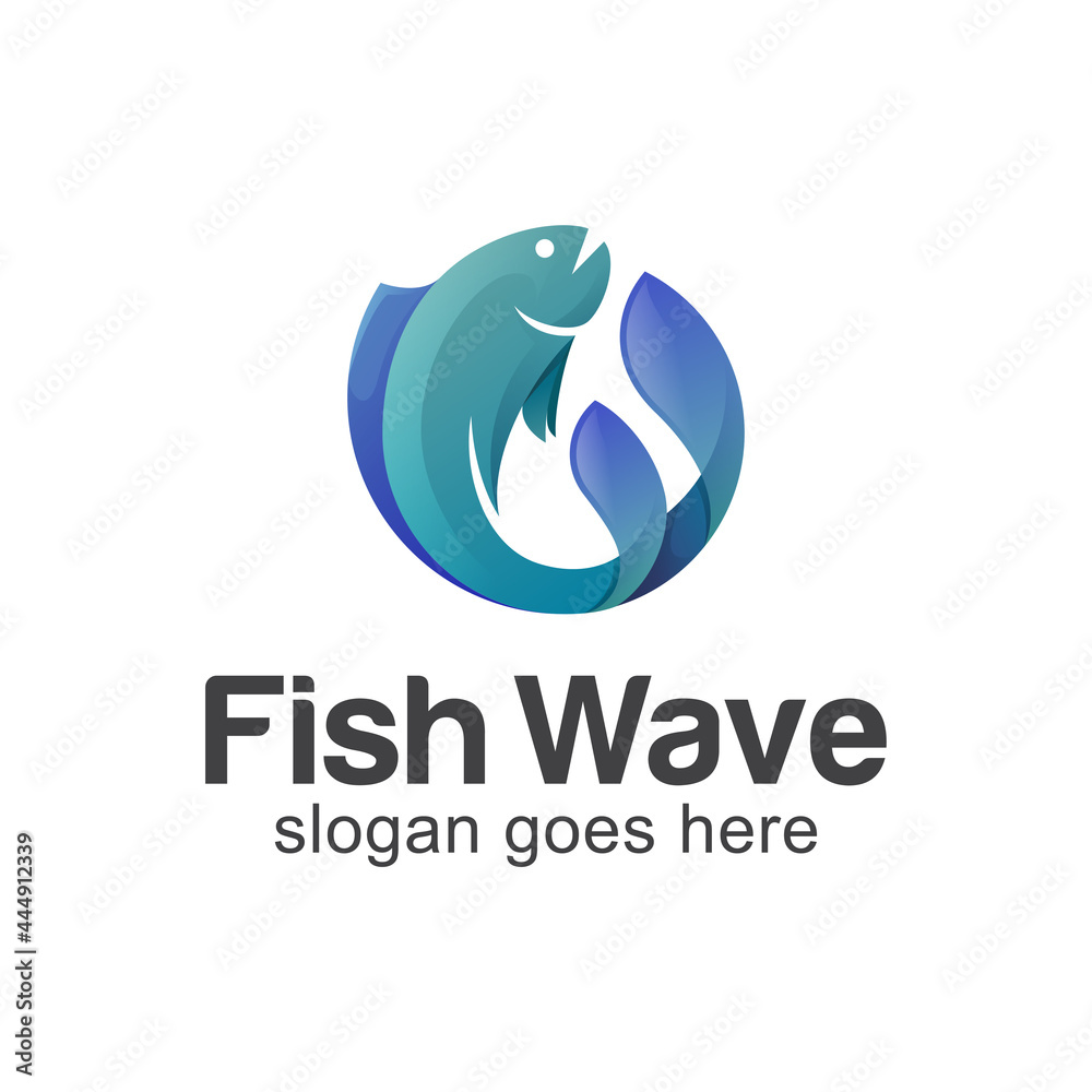 fresh fish wave in ocean or seal logo design for seafood, fisherman, fish shop logo fresh fish wave in ocean or seal logo design for seafood, fisherman, fish shop logo