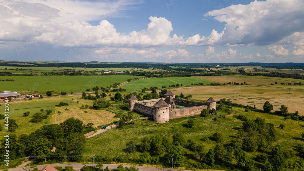 Aerial view of Bzovik fortress in Bzovik village in Slovakia