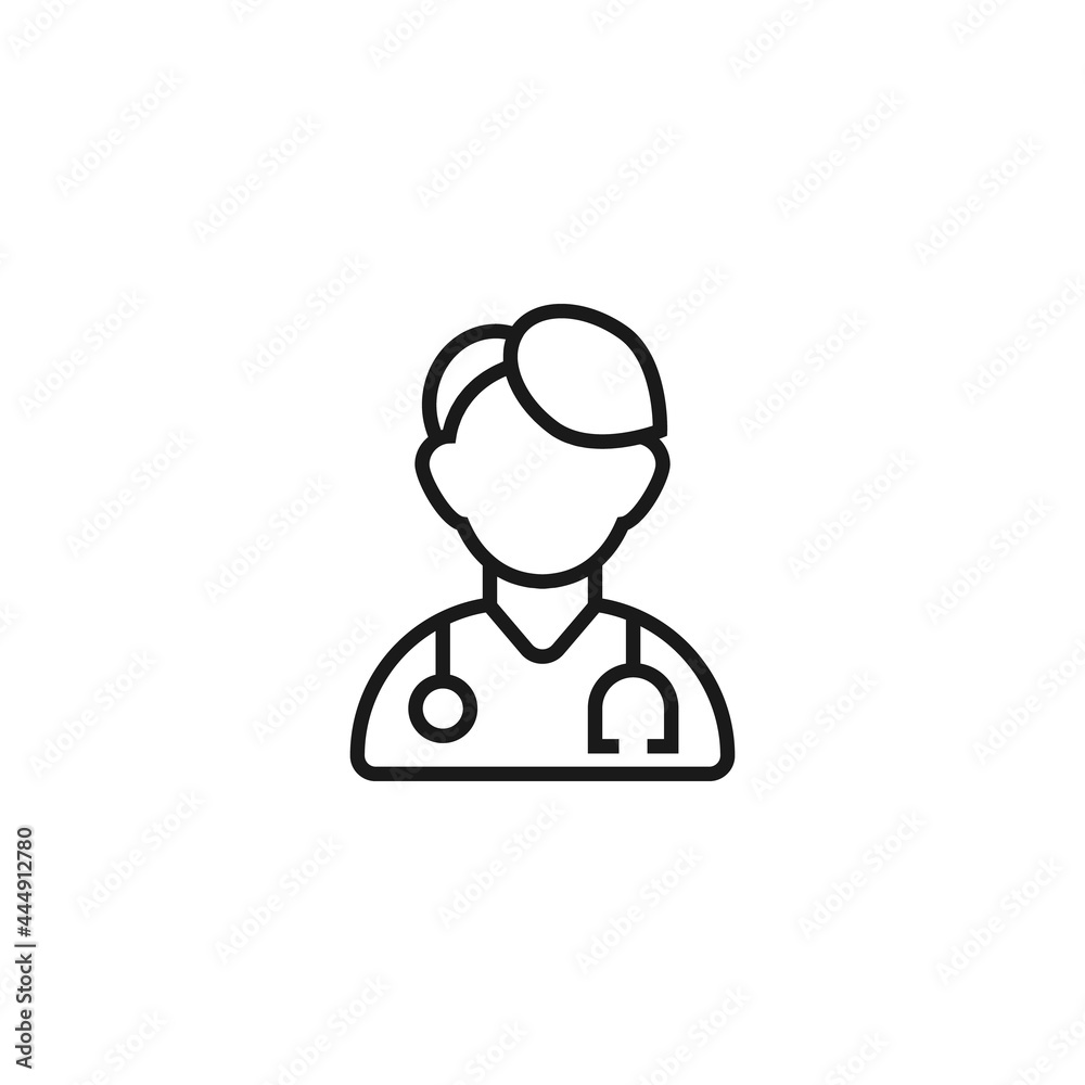 Line icon of doctor with stethoscope Line icon of doctor with stethoscope