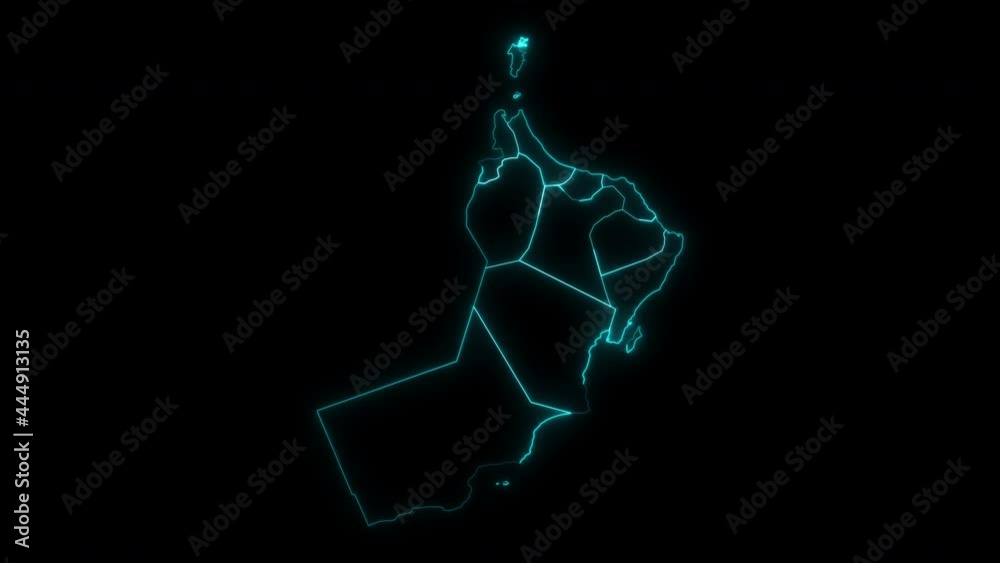 Animated Outline Map of Oman with Governorates Animated Outline Map of Oman with Governorates