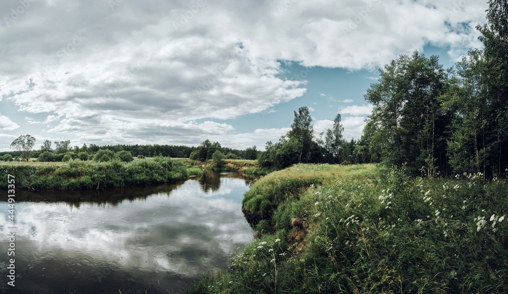 river and clouds in the forest river and clouds in the forest