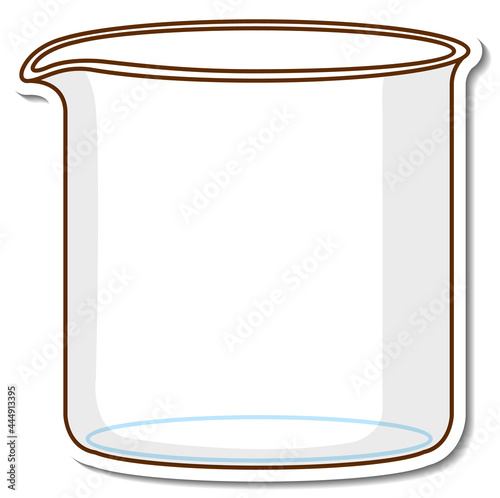 Sticker laboratory glassware on white background